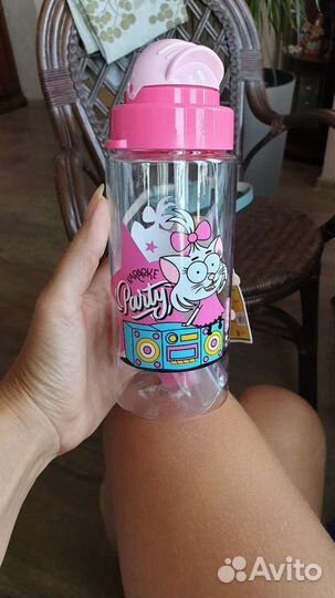 Бутылка детская с трубочкой