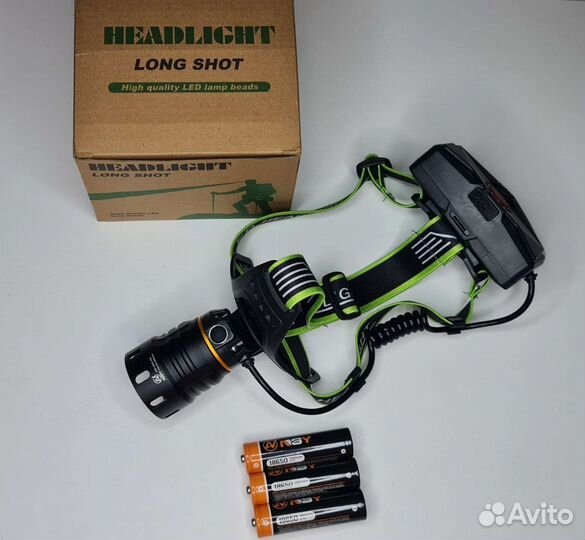 Сверхьяркий и мощный налобный фонарь 3 Акб