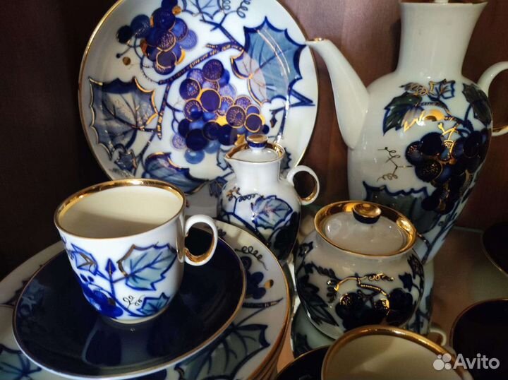 Кофейный сервиз лфз Виноград c позолотой