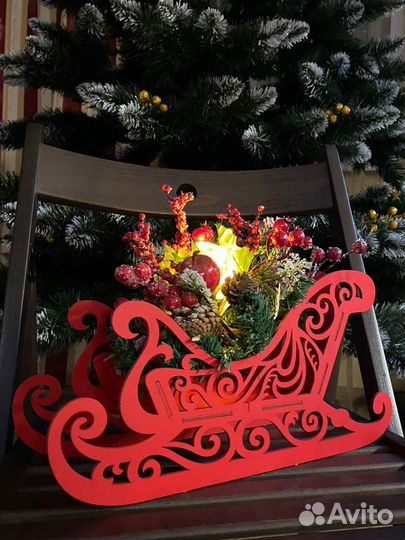Новогоднее украшение - сани
