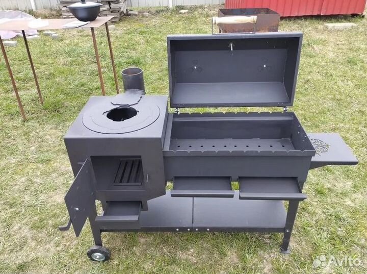 Мангал гриль с печью под казан
