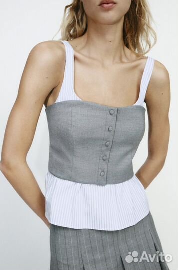 Zara NEW костюм топ из поплина и юбка шорты