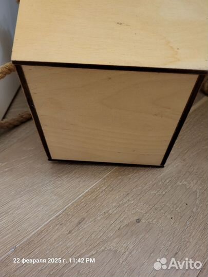 Ящик с канатной ручкой для цветов из фанеры