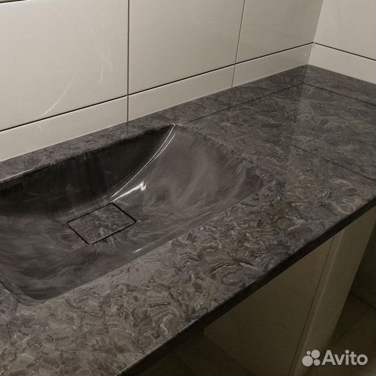 Столешница в ванную из искусственного камня