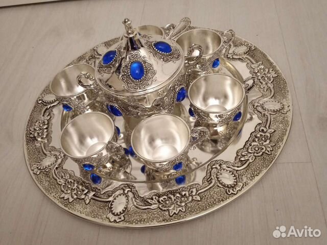 Подарочный набор с посеребрением. Поднос, сахарниц