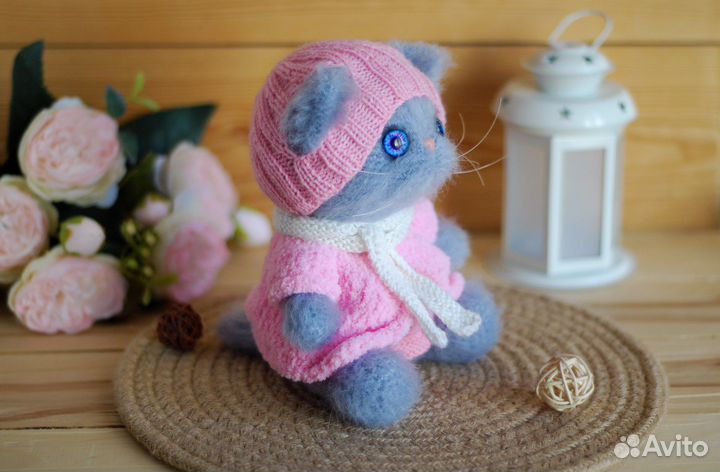 Мягкая игрушка Кошка вязаная