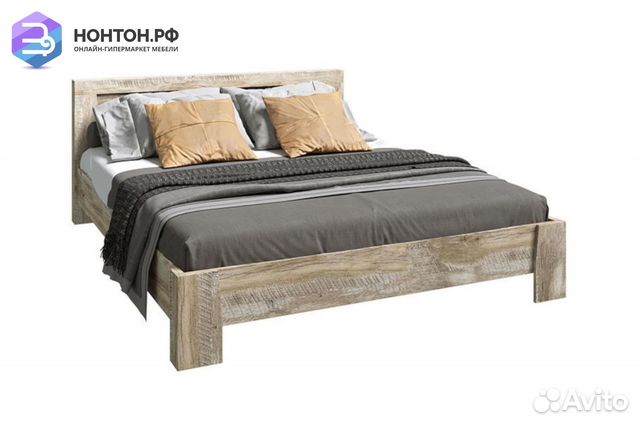 Кровать Ривьера 1.6 м дуб юкон / бетон темный