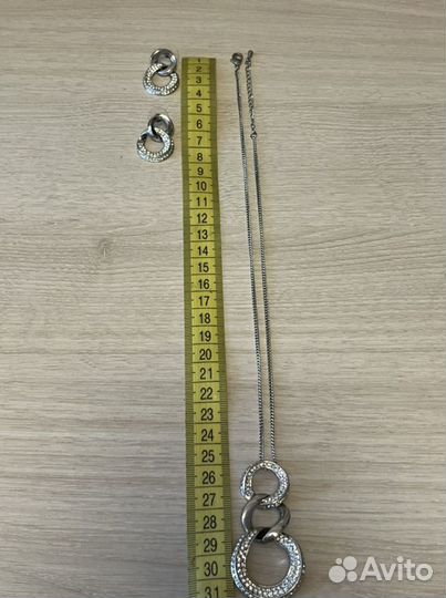 Украшение комплект цепочка с подвеской и серьги