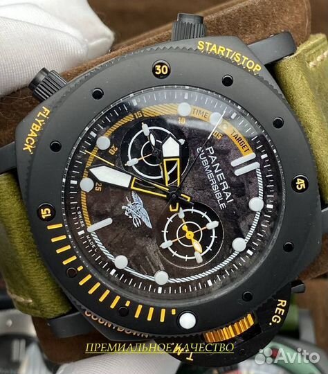 Тяжелые мужские часы Panerai Submersible с гаранти