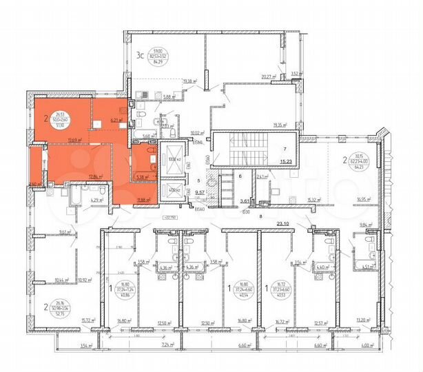 2-к. квартира, 51,3 м², 8/16 эт.
