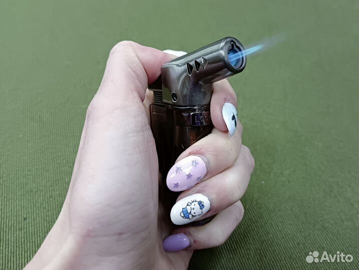 Зажигалка турбо Bairui коричневая с цепочкой