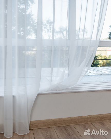 Тюль Вуаль с утяжелителем белый готовый пошив