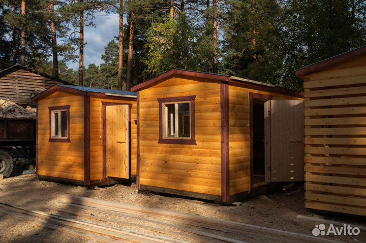 Мобильная баня из бруса 2.3 x 8 метров под ключ