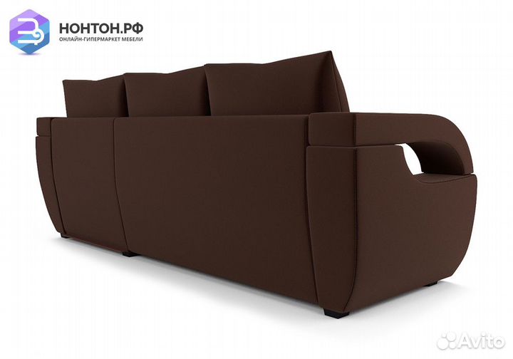 Угловой диван дельфин Мартин микровелюр коричневый
