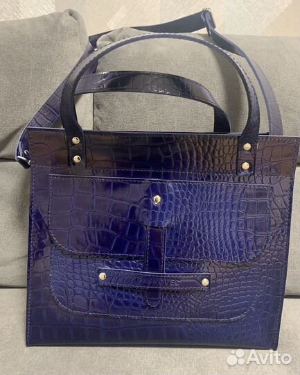 Сумка натуральная кожа синяя