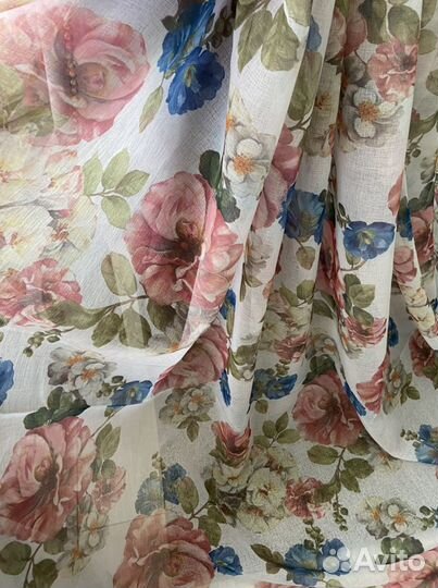 Тюль лен печать