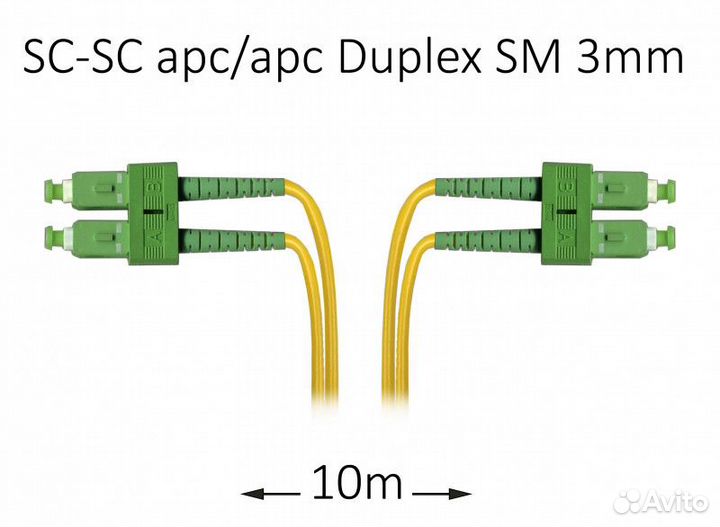 Патч-корд оптический SC-SC APC/APC SM Duplex -10м