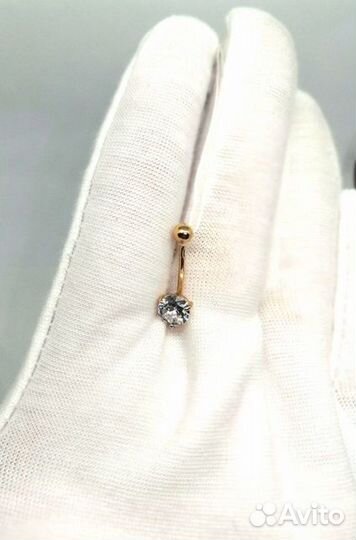 Золотой пирсинг с фианитом