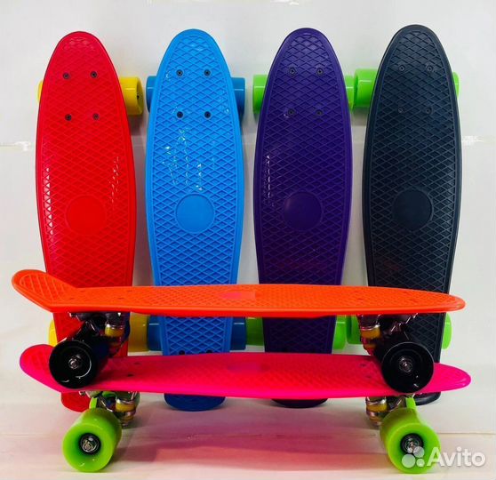 Скейтборд пениборд цветной непрозрачный, размер 55