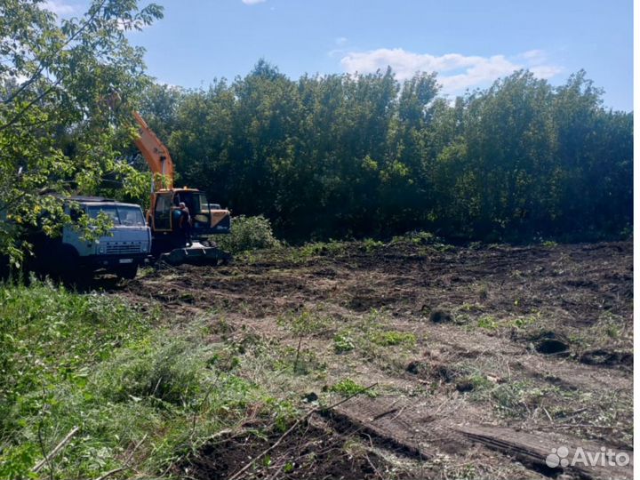 Расчистка участка,выравнивание участка,удалить пни