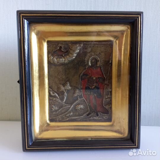 Икона иоанн воин серебро 84 проба 1776 год 9.5Х11