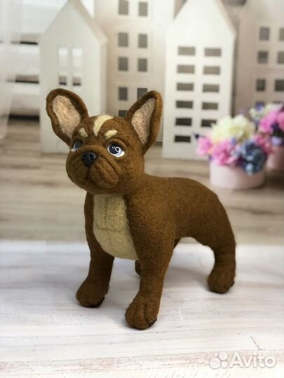 Французский бульдог. Интерьерная игрушка из шерсти