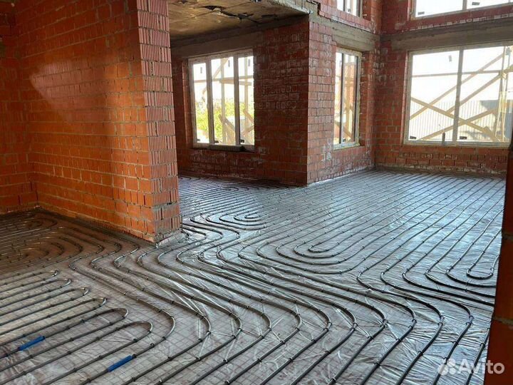 Монтаж водяного теплого пола, отопление котельные