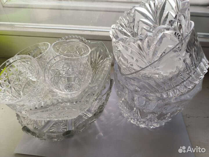 Хрустальные вазы, конфетница, фужеры СССР