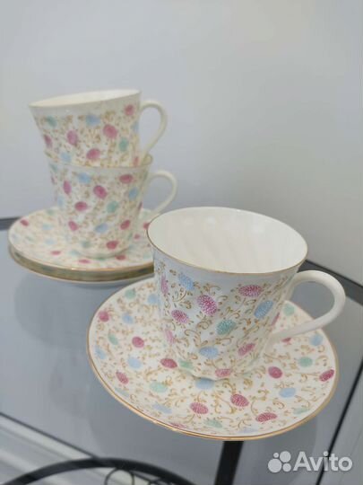 Фарфоровая кофейная пара «Хризантема» Витая лфз