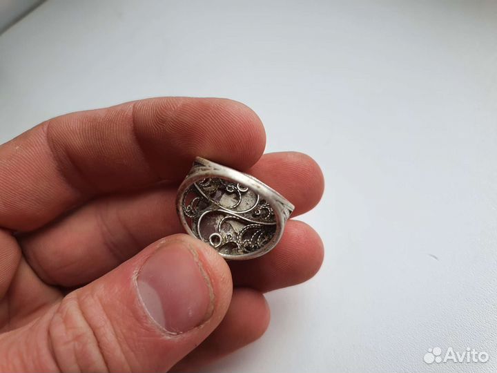 Кольцо янтарное скань СССР