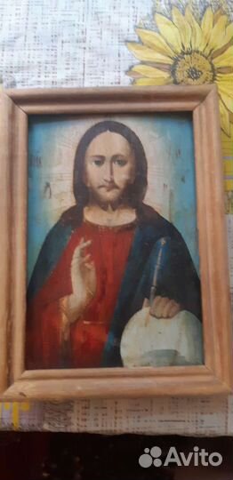 Икона Господь Вседержитель.Спас.Живопись.19 век