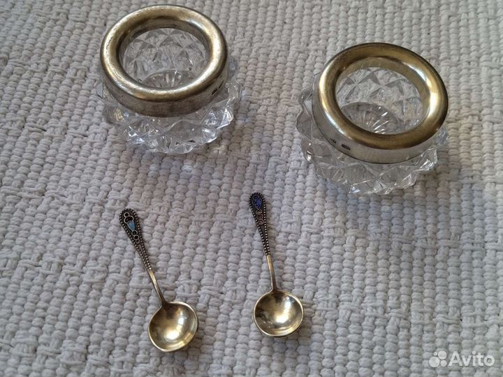 Солонка хрустальная СССР в серебре