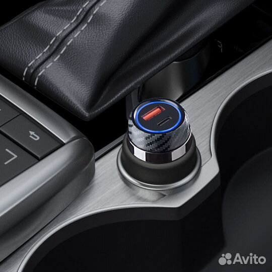 Автомобильное зарядное устройство Type-C+ USB 52w