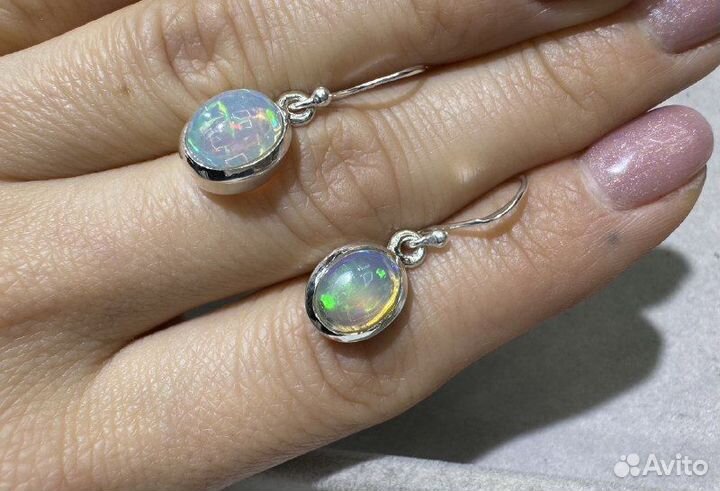 Серебряные серьги с опалом