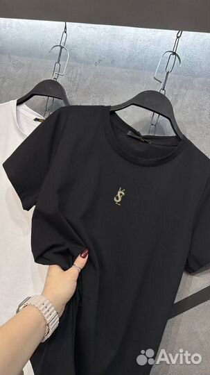 Футболка лого стразы Yves Sant Lauren единый до 4г