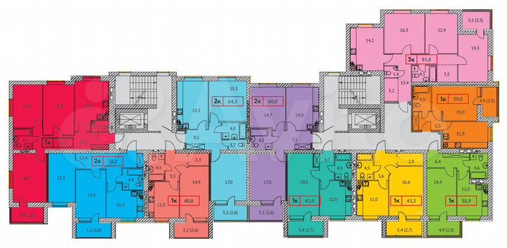 1-к. квартира, 42 м², 7/9 эт.