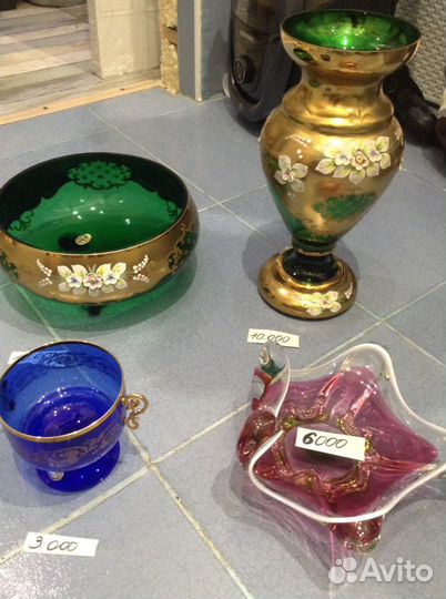 Вазы рубиновое стекло Чехия Богемия