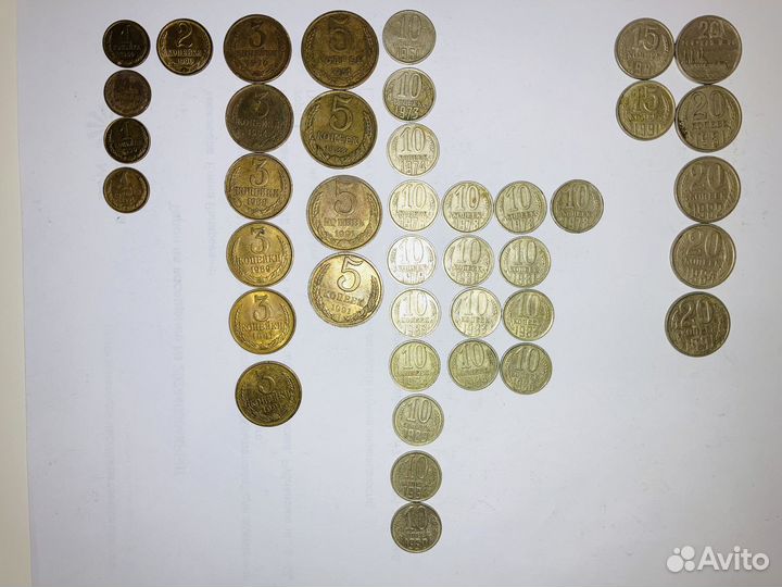 Монеты СССР 1961-1991: 1,2,3,5,10,15,20 коп