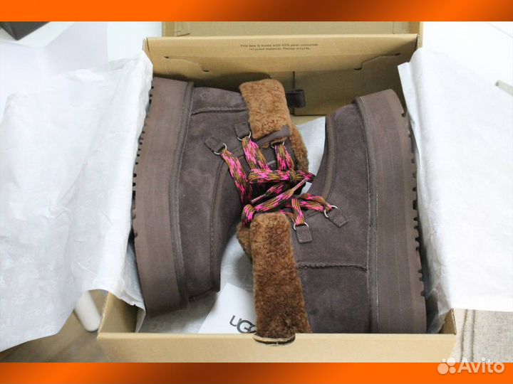 UGG (угги) Funkarra Cabin Cuff оригинал - женская модель Тёмно-Коричневого цвета