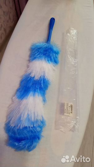 Щётка-сметка для пыли, пластиковая, 61 см, голубая