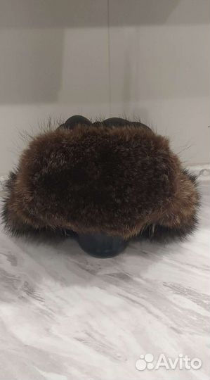 Мужская шапка енот мех