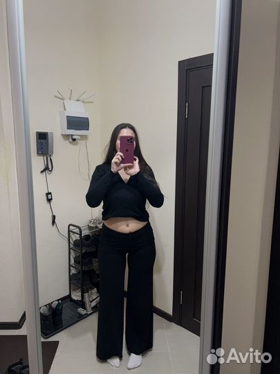 Брюки черные / низкая посадка