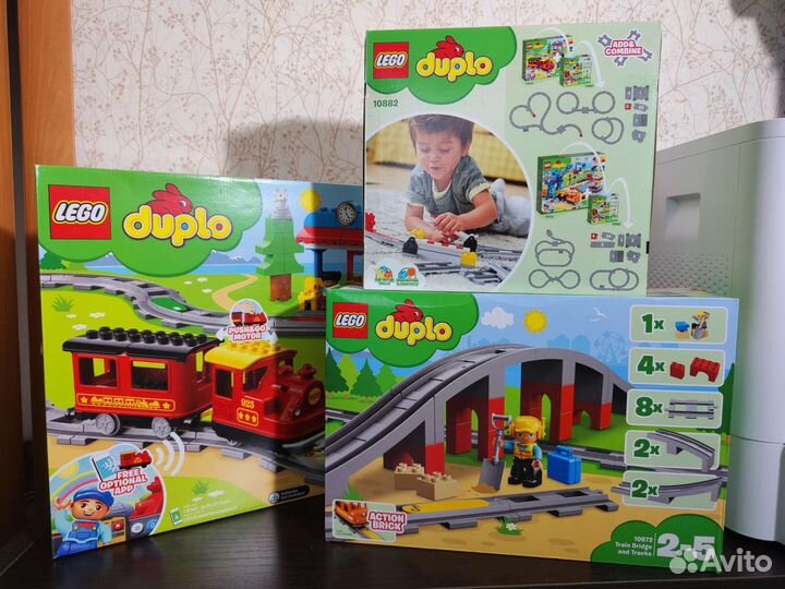 Lego duplo поезд, доп рельсы, мост, новые