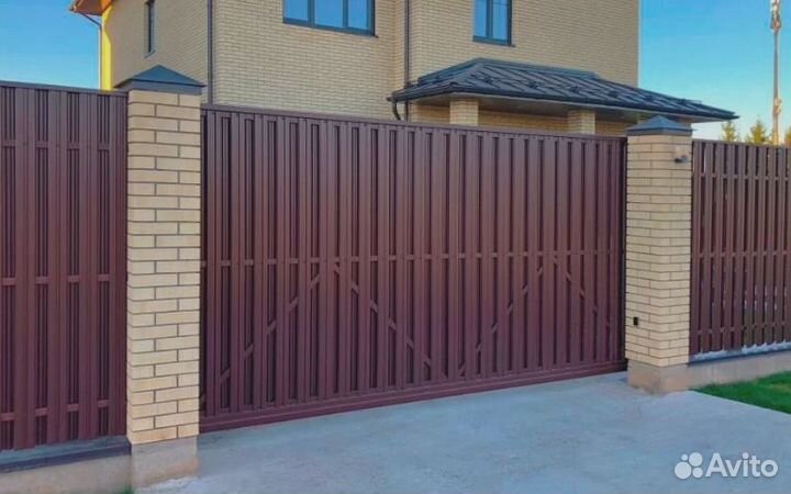 Откатные\Распашные ворота под ключ с покраской