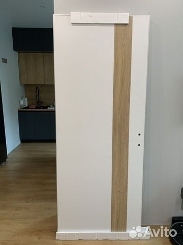 Дверь дизайнерская белая со вставкой из экошпона