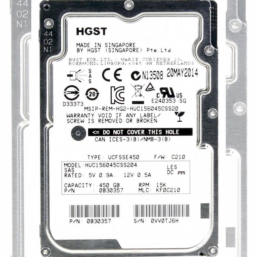 [U1200] Жесткий Диск Hgst 0b30357 450gb 15000 Sas 2,5" Hdd U1200