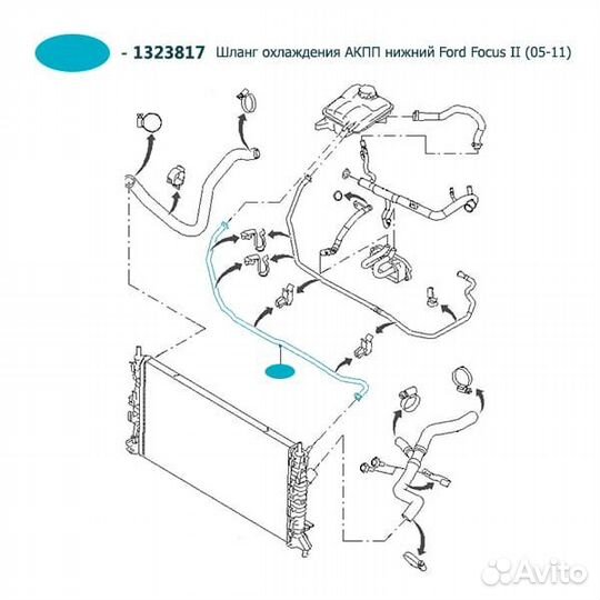 Шланг охлаждения АКПП нижний Ford Focus 2, 1323817