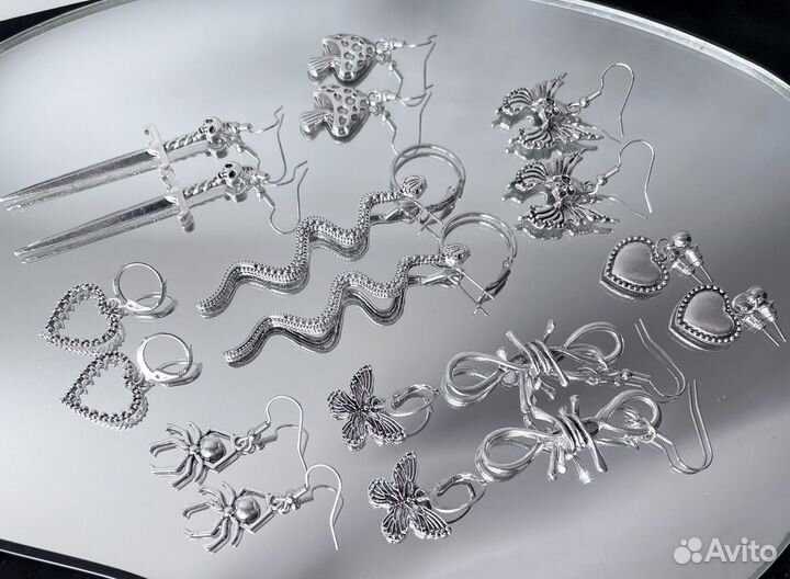 Серьги новые набор 9 пар