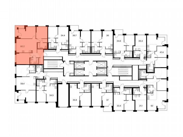 3-к. квартира, 80,2 м², 18/32 эт.