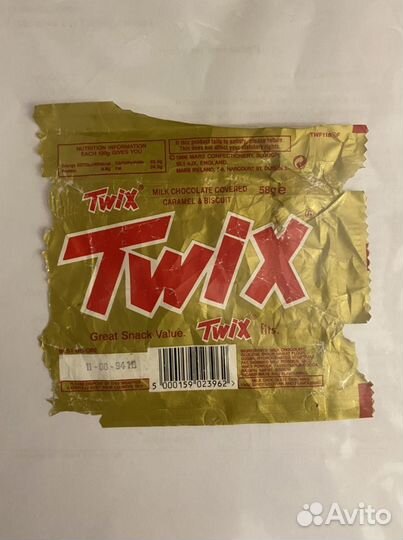 Обертка от шоколада Twix 1994г Великобритания